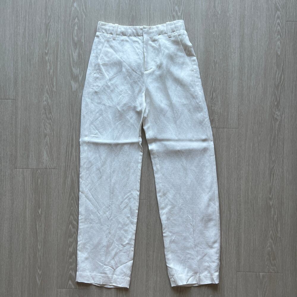 Madewell Mid-Rise Straight Pants Linen Blend Womens Size 00 White See Through